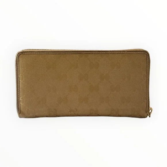 Gucci GG Imprime Metallic Gold Zip Around Wallet - Picture 3 of 8